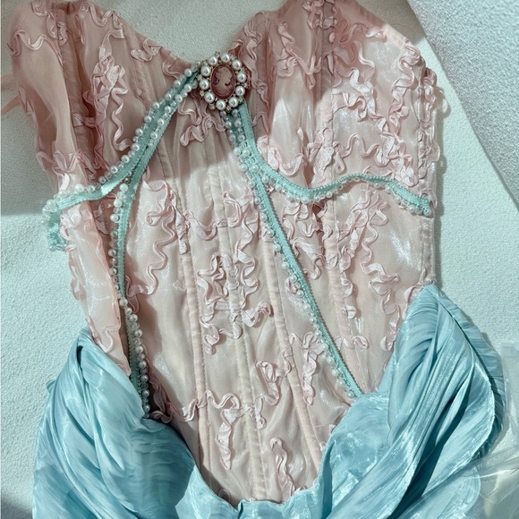Lacemade Light Blue Satin Dress - Picture 2 of 5
